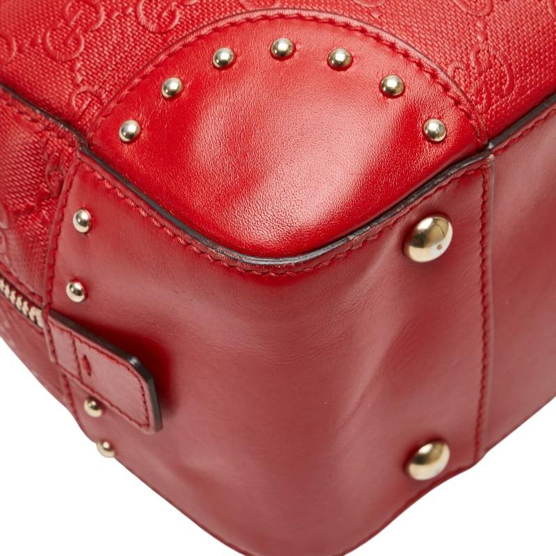 美品 ✨ GUCCI ボストンバッグ オールレザー スタッツ レッド Gucci レッドレザーボストンバッグ - メルカリ