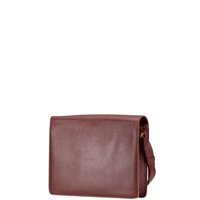 美品　カルティエ　ショルダーバッグ　マストライン　C金具　レザー　ボルドー Cartier（カルティエ） 美品 マストライン ショルダー バッグ レザー