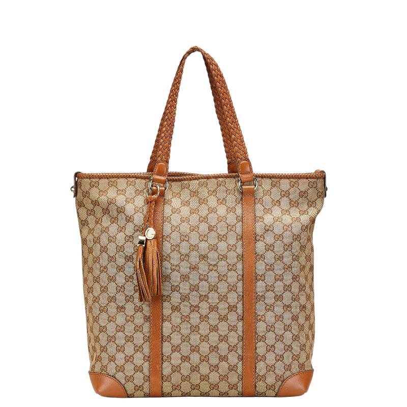 美品✨ GUCCI GGキャンバス レザー トートバッグ ブラウン グッチ GUCCI グッチ トートバッグ ジャンボGG キャンバス ブラウン