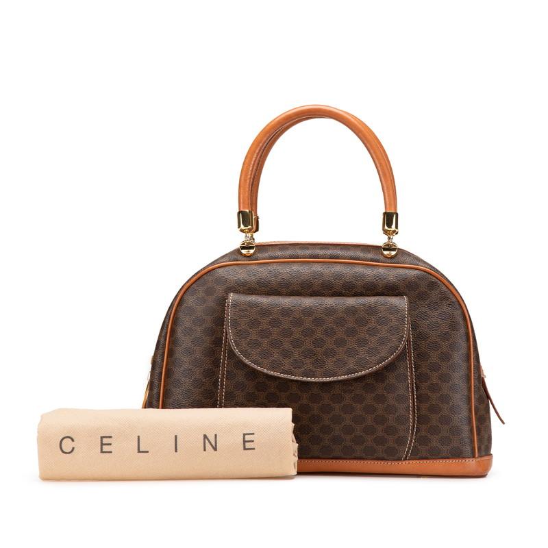 CELINE（セリーヌ） マカダム ハンドバッグ ブラウン PVC レザー