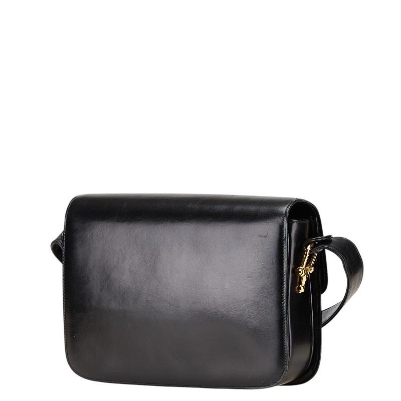 CELINE セリーヌ 馬車金具 ショルダーバッグ ブラック レザー