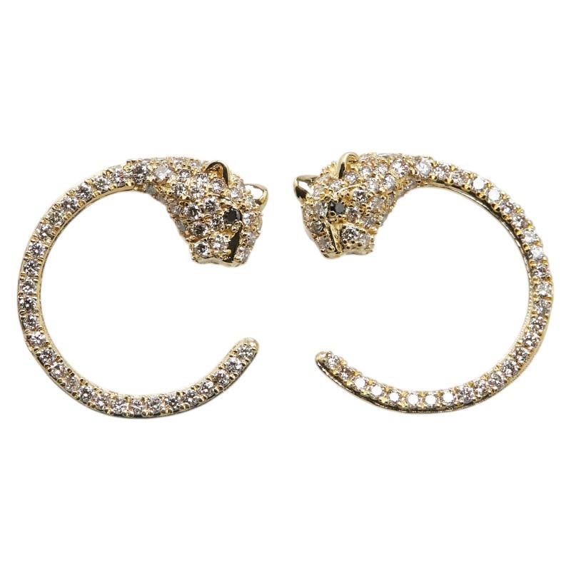 K18YG イエローゴールド ダイヤ1.00ct パンサー スタッド ピアス 