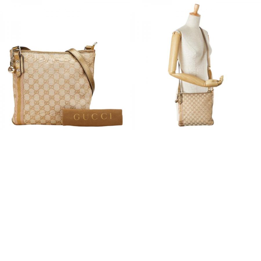 グッチ GGキャンバス 斜め掛け ショルダーバッグ 144388 ベージュ ゴールド キャンバス レザー レディース GUCCI 【中古】 GUCCI（グッチ） GGキャンバス シェリー 斜め掛け ショルダーバッグ