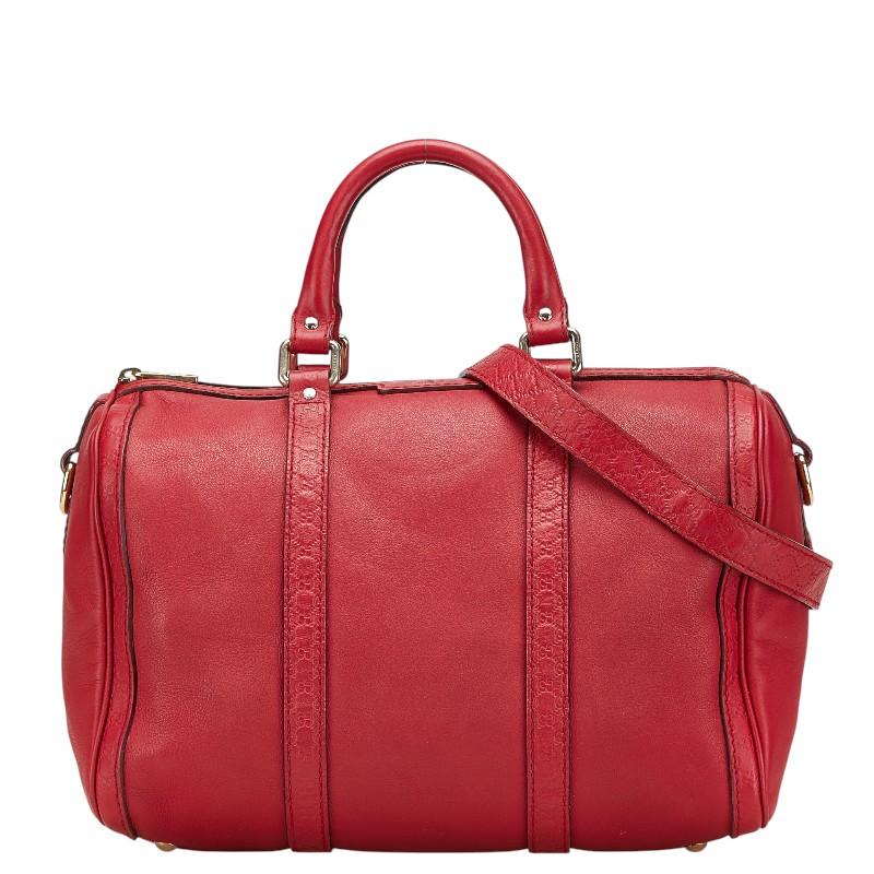 グッチ マイクログッチシマ ハンドバッグ ショルダーバッグ 2WAY 247205 レッド レザー レディース GUCCI 【中古】 GUCCI（グッチ） マイクログッチシマ ハンドバッグ ショルダーバッグ