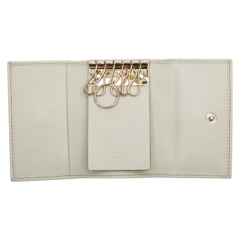 グッチ GGキャンバス シェリーライン リボン キーケース 6連 257007 ベージュ マルチカラー キャンバス レザー レディース GUCCI【中古】