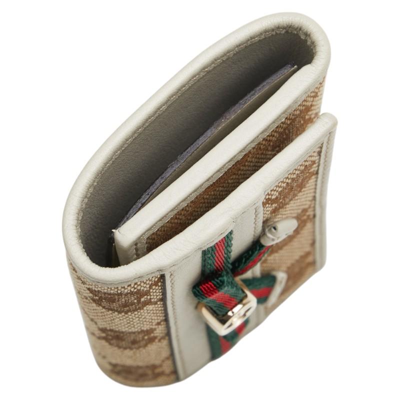 グッチ GGキャンバス シェリーライン リボン キーケース 6連 257007 ベージュ マルチカラー キャンバス レザー レディース GUCCI【中古】