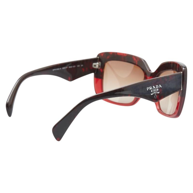 PRADA プラダ ロゴ スクエア サングラス レッド プラスチック