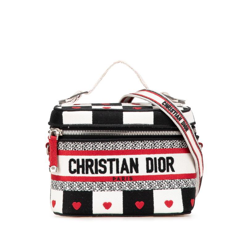 ディオール ディオラモール バニティバッグ ハンドバッグ 2WAY ブラック ホワイト レッド キャンバス レディース Dior 【中古】 ディオール ディオラモール バニティバッグ ハンドバッグ 2WAY