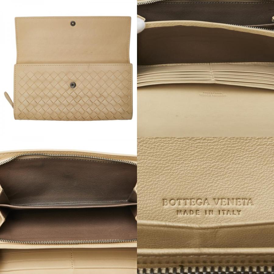 ボッテガヴェネタ イントレチャート 長財布 ベージュ レザー