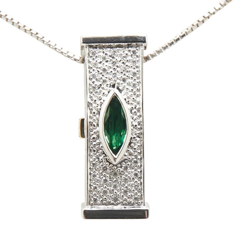 K18WG ホワイトゴールド グリーンガーネット0.44ct ダイヤ0.17ct 