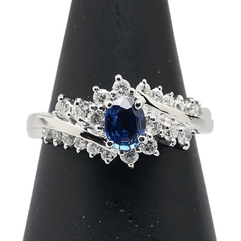 ノーブランド Pt900 プラチナ サファイア0.59ct ダイヤ0.31ct