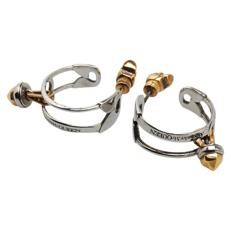 アレキサンダーマックイーン メタルピアス ゴールド アレキサンダーマックイーン フープ スタッド ピアス シルバー