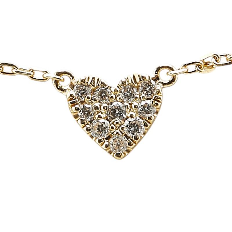 K18 YG ダイヤ0.05ct ハート プチネックレス 40cm レディース 【公式通販】