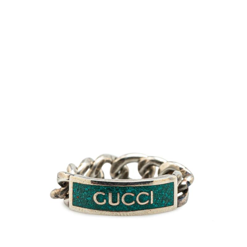 GUCCI（グッチ） ゴルメットチェーン ロゴプレート リング 指輪 #22
