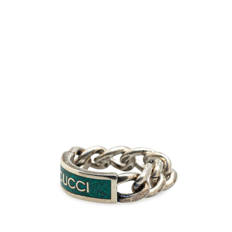 GUCCI（グッチ） ゴルメットチェーン ロゴプレート リング 指輪 #22