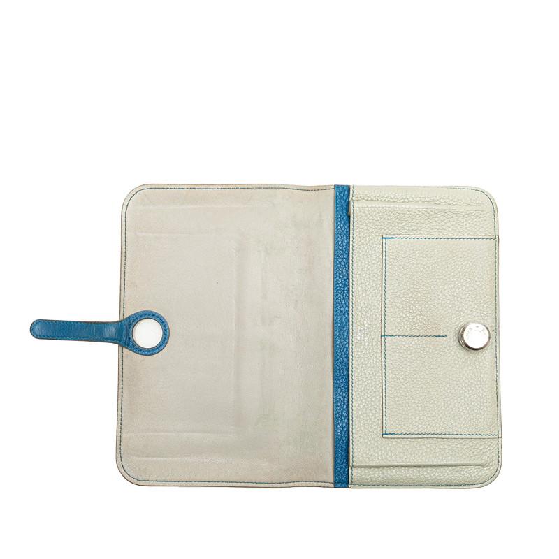 HERMES エルメス ドゴンデュオ ドゴンGM 長財布 ライトグレー ブルー  