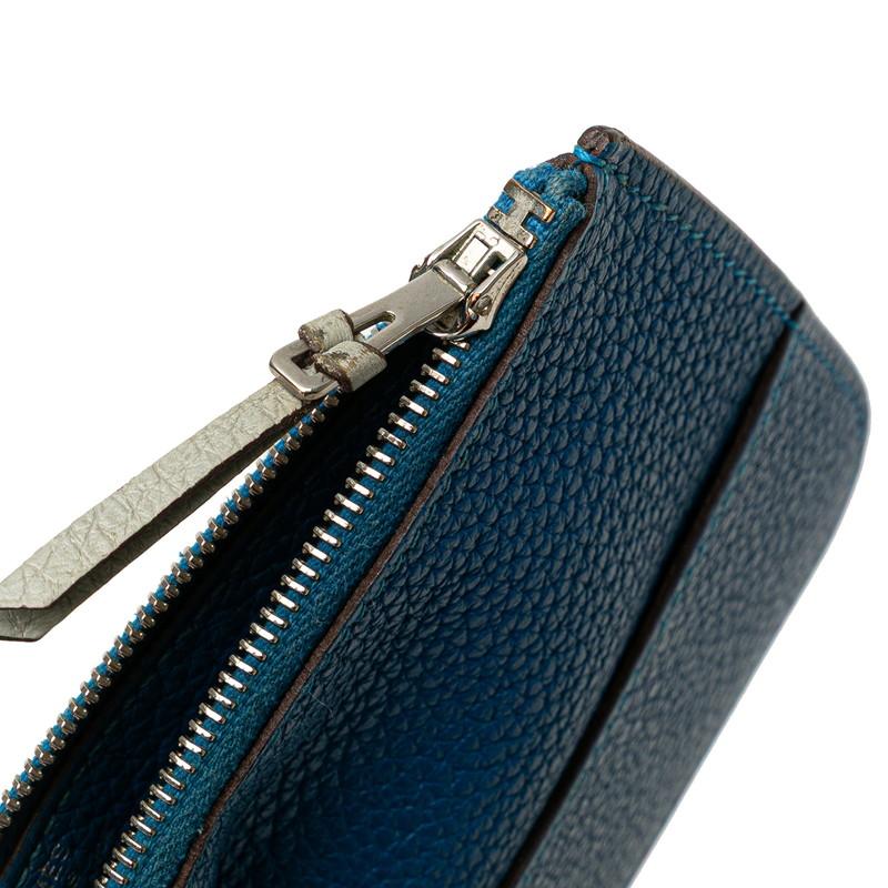 HERMES エルメス ドゴンデュオ ドゴンGM 長財布 ライトグレー ブルー  