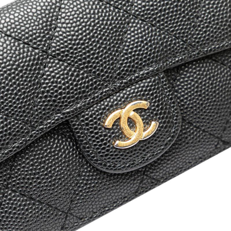 CHANEL（シャネル） ココマーク マトラッセ 三つ折り財布 ブラック 