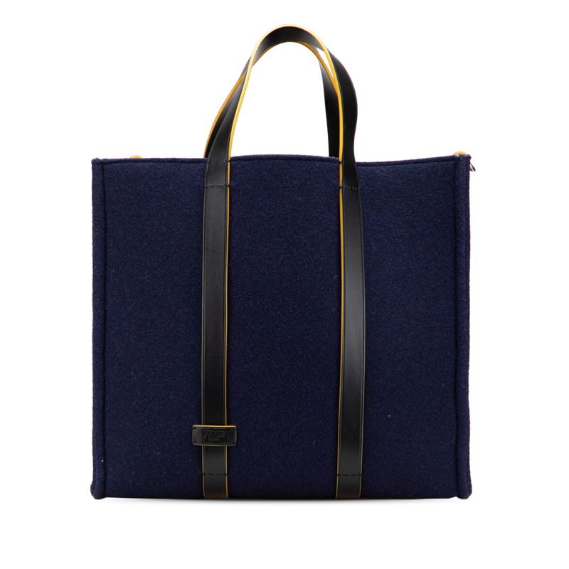 フェンディ トートバッグ ハンドバッグ 7VA390 ネイビー レット ウール レザー レディース FENDI 【中古】 FENDI（フェンディ） トートバッグ ハンドバッグ 7VA390 ネイビー