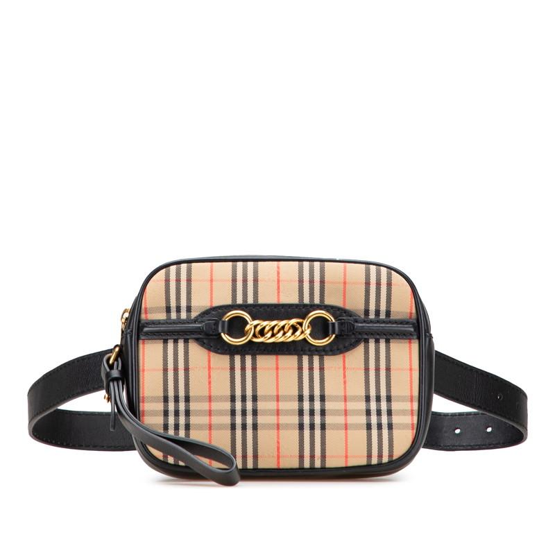 バーバリー ノバチェック ウエストバッグ ボディバッグ ベージュ ブラック キャンバス レザー レディース BURBERRY 【中古】 BURBERRY（バーバリー） ノバチェック ウエストバッグ ボディバッグ