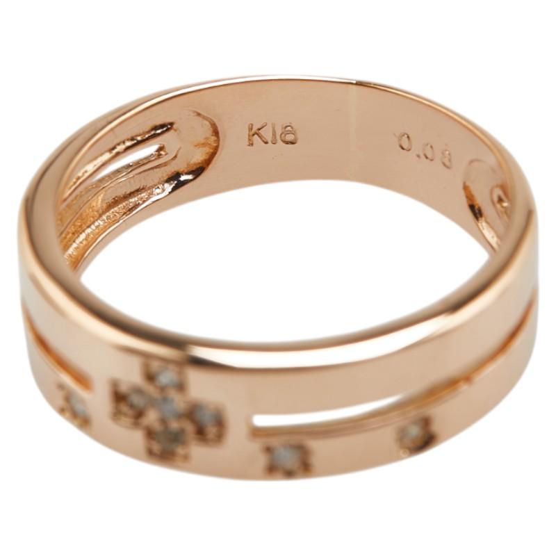 K18 PG ピンクゴールド アンティーク 彫刻 リング 10号 指輪 K18/18金 PG ピンクゴールド ダイヤリング 10号 HO Bランク