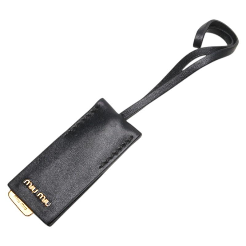 ミュウミュウ ショルダーストラップ ブラック レザー レディース 