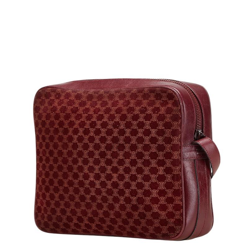 CELINE セリーヌ マカダム 斜め掛け ショルダーバッグ ワインレッド