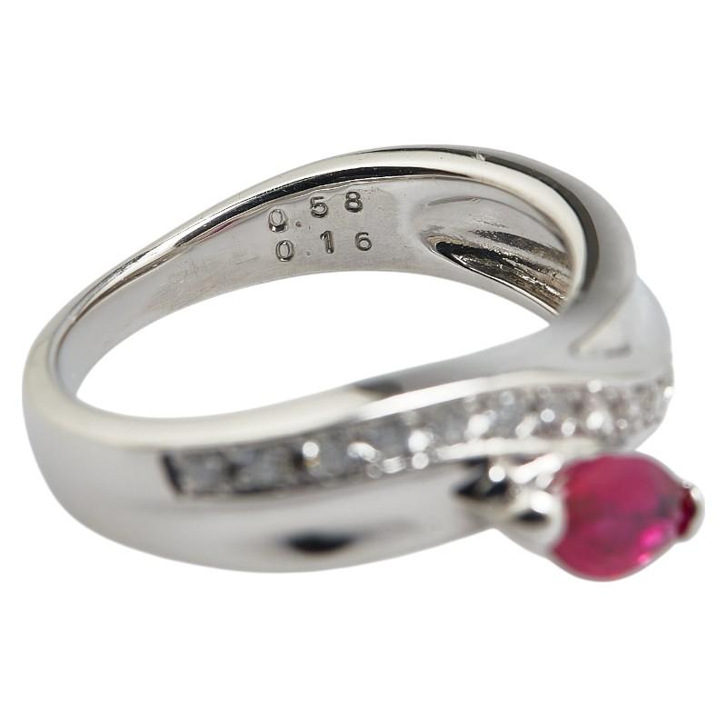 Pt900 プラチナ ルビー0.58ct ダイヤ0.16ct リング 指輪 レディース  