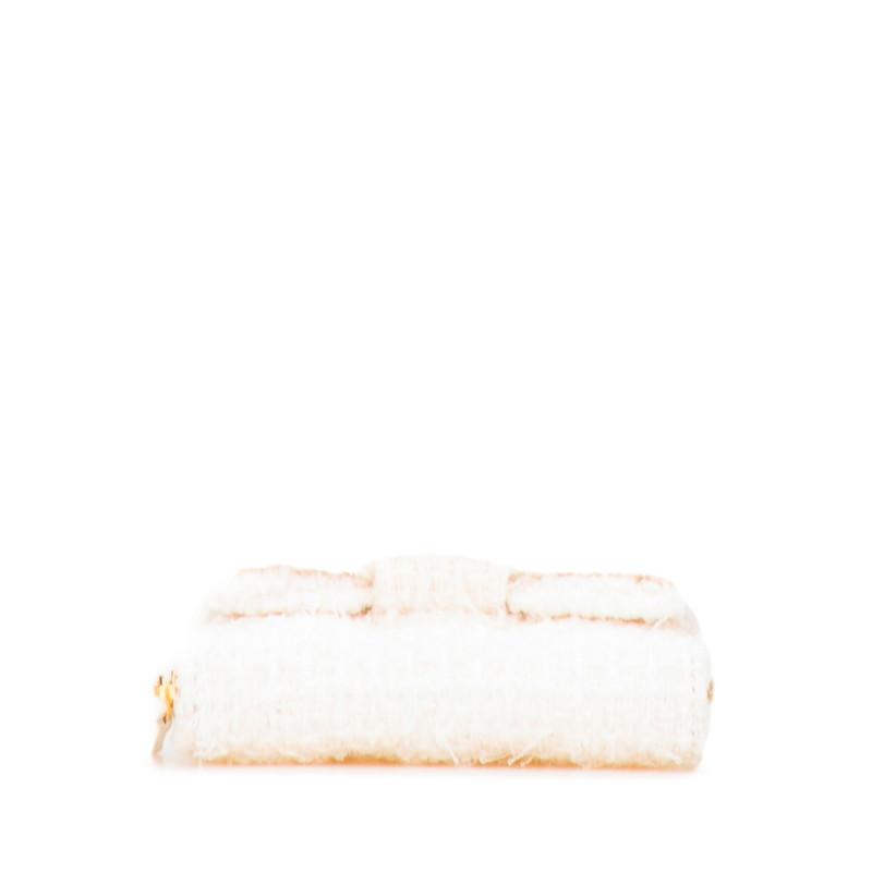 シャネル ココマーク リボン ミニ チェーンウォレット コインケース ホワイト ゴールド ツイード レザー レディース CHANEL 【中古】の画像