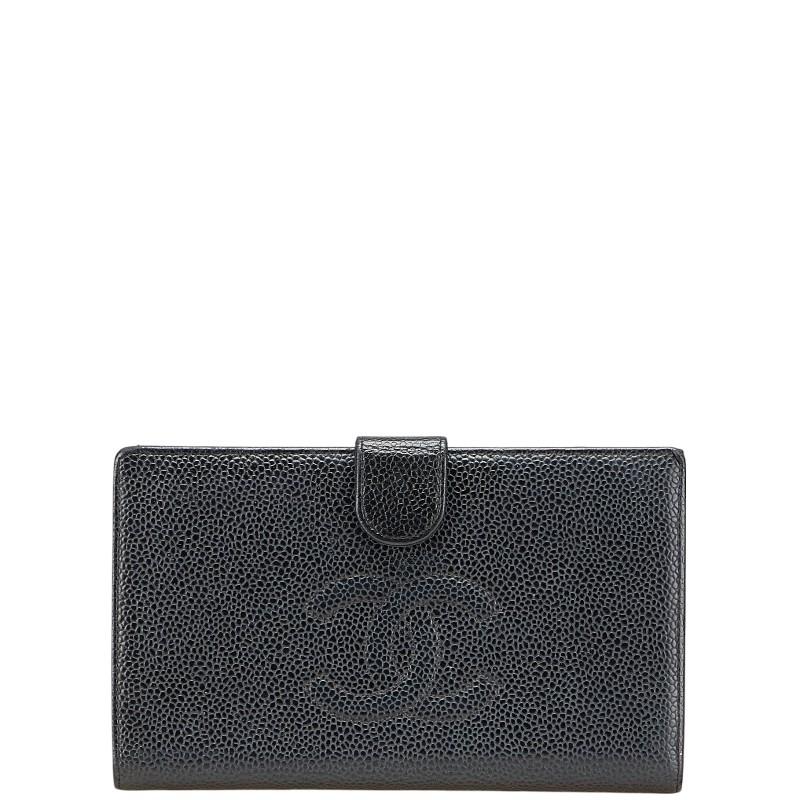 CHANEL シャネル ココボタン キャビアスキン レザー 長財布 中古 シャネル(CHANEL) ココボタン(coco button) 中古 レディース長