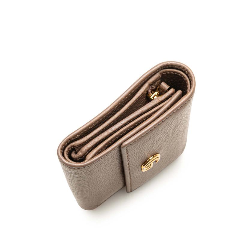 グッチ GGマーモント 三つ折り財布 546584 グレージュ レザー