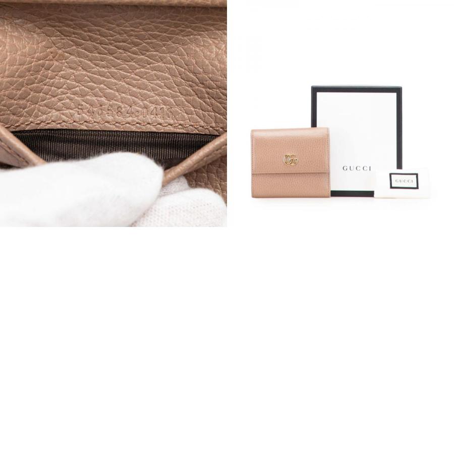 GUCCI（グッチ） GGマーモント 三つ折り財布 546584 グレージュ レザー