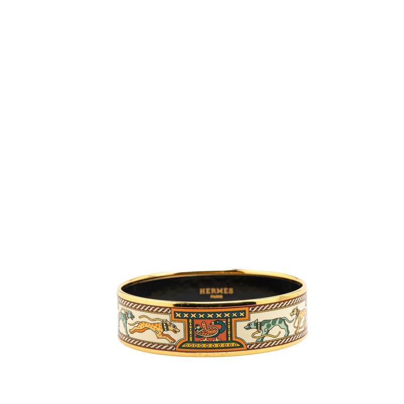 HERMES エルメス エマイユ バングル ブレスレット ホワイト／ゴールド ◇エルメス HERMES◇エマイユ PM バングル ブレスレット 七宝焼