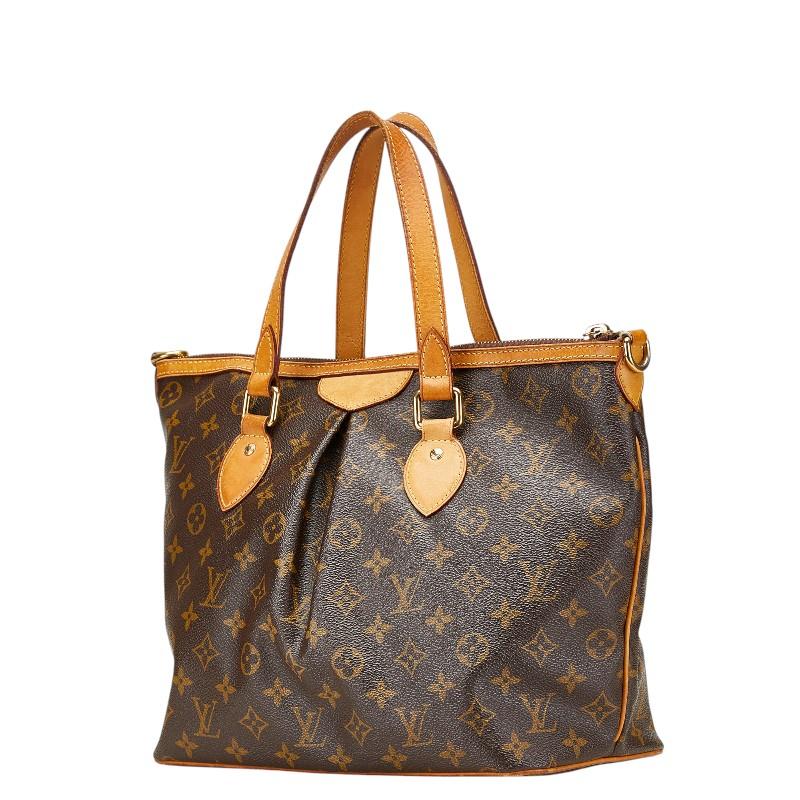 LOUIS VUITTON ルイヴィトン モノグラム パレルモPM トートバッグ ハンドバッグ ワンショルダーバッグ ブラウン レザー×PVC M40145 ゴールド金具 LOUIS VUITTON - LOUIS VUITTON ルイヴィトン モノグラム パレルモPM