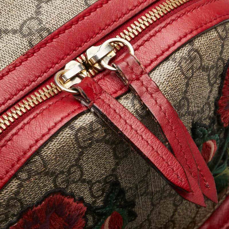 グッチ GGスプリーム フラワー 花 ハート リュック バックパック 427042 ベージュ レッド PVC レザー レディース GUCCI 【中古】 グッチ GGスプリーム フラワー 花 ハート リュック バックパック