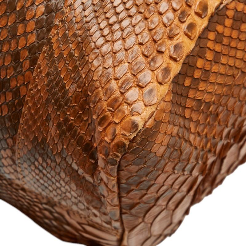 エレガンス トートバッグ ハンドバッグ ブラウン パイソン レザー レディース ELEGANCE 【中古】 ELEGANCE（エレガンス） トートバッグ ハンドバッグ ブラウン パイソン