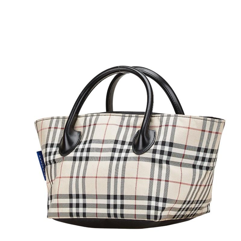 BURBERRY バーバリー　ハンドバッグ　レザー　ブラック　ノバチェック 極美品‼️ Burberry ハンドバッグ ノバチェック レザー ブラック