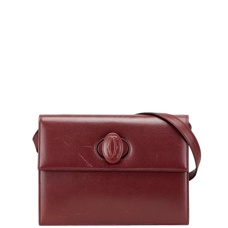 カルティエ マストライン 斜め掛け ショルダーバッグ ワインレッド