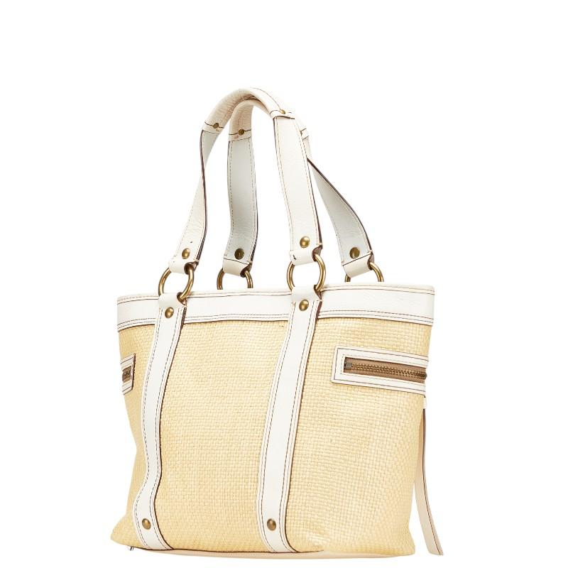 【美品】COACH かごバッグ ホワイト ボックス型 COACH（コーチ） かごバッグ トートバッグ M05K-113 ベージュ ホワイト