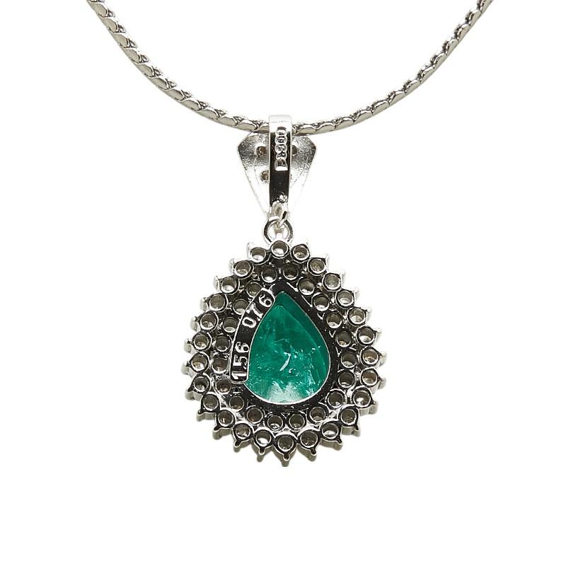Pt900 プラチナ Pt850 プラチナ エメラルド1.56ct ダイヤ0.76ct 雫 