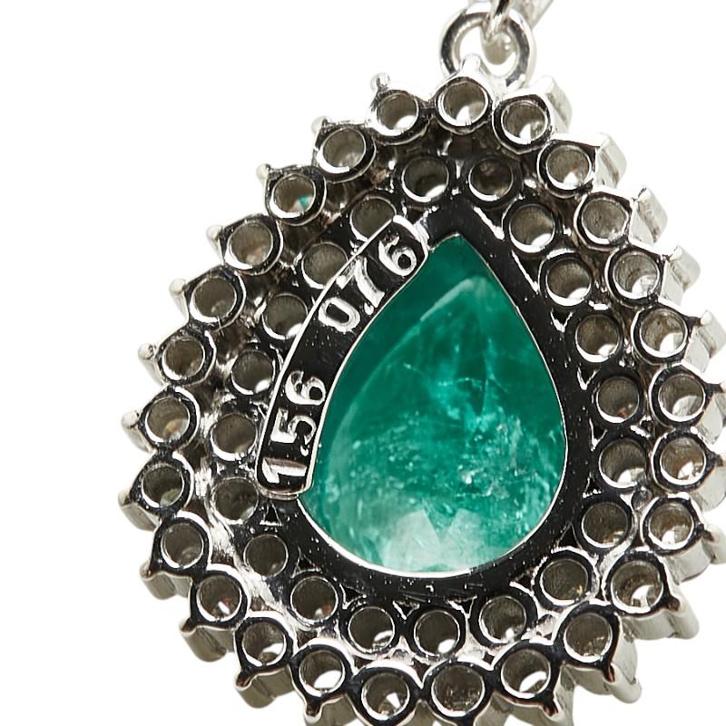 Pt900 プラチナ Pt850 エメラルド1.56ct ダイヤ0.76ct 雫 モチーフ