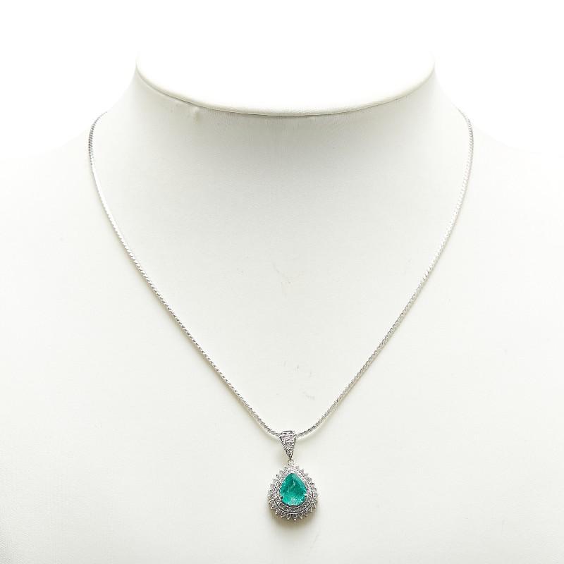 Pt900 プラチナ Pt850 エメラルド1.56ct ダイヤ0.76ct 雫 モチーフ