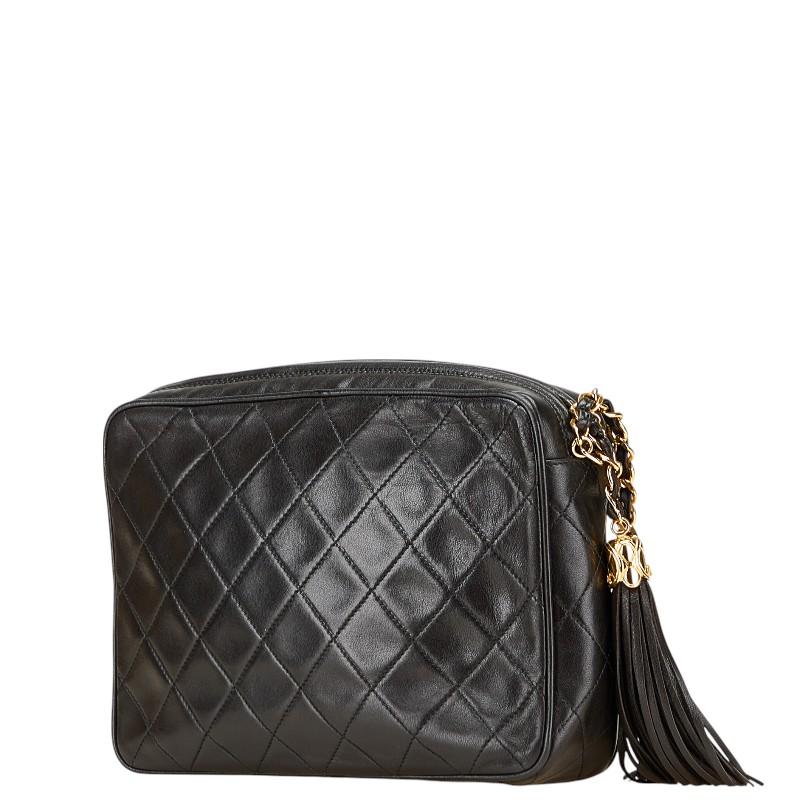 中古 シャネル CHANEL 5番台 レディース ショルダーバッグ マトラッセ ブラック ラムスキン マトラッセ シャネル ミニ ダブルチェーンショルダーバッグ ラムスキン