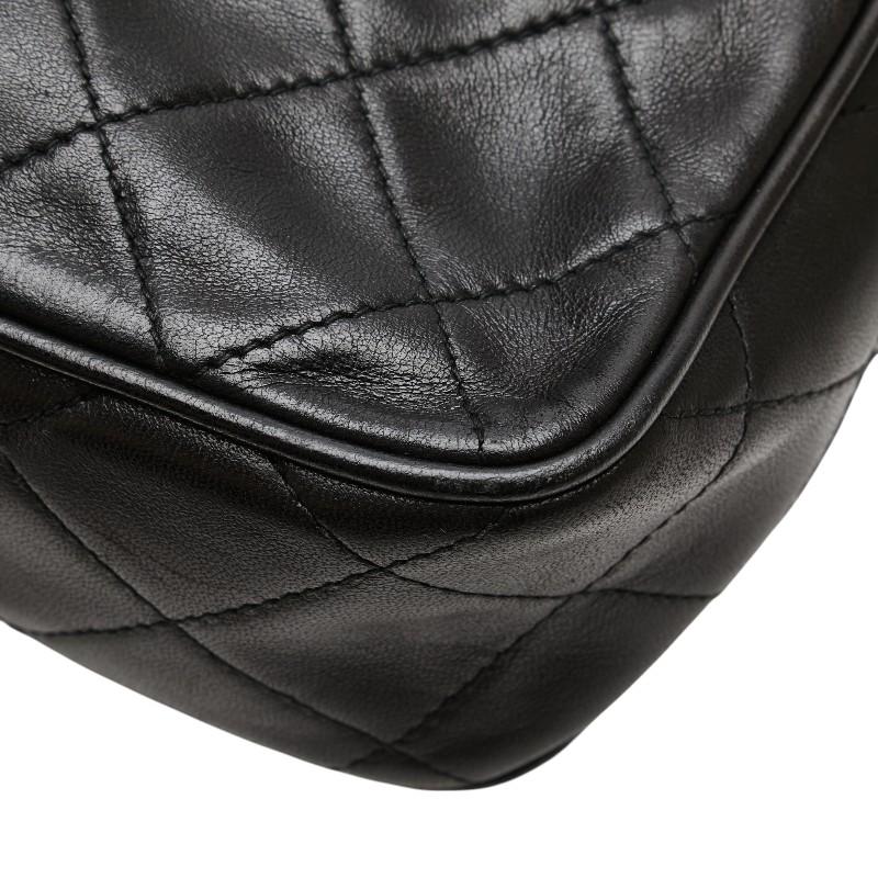 良品 CHANEL シャネル ココマーク マトラッセ ラムスキン フリンジ ショルダー バッグ 斜め掛け ブラック レディース da11 CHANEL - 良品 CHANEL シャネル ココマーク マトラッセ ラムスキン