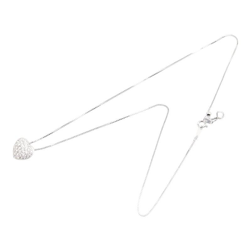 K18WG ホワイトゴールド ダイヤ0.62ct ハート モチーフ ネックレス レディース 中古_3