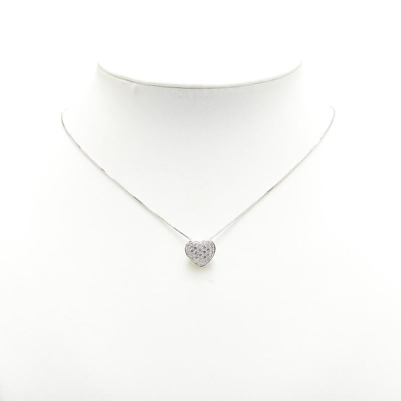 K18WG ホワイトゴールド ダイヤ0.62ct ハート モチーフ ネックレス レディース 中古_8