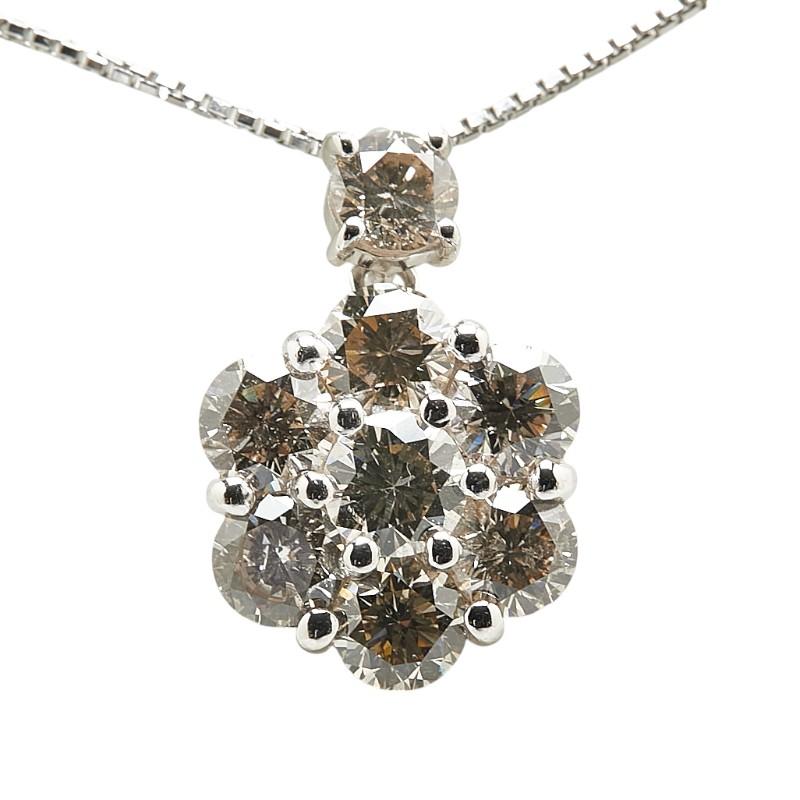【セット商品】18K花モチーフネックレス・PT850プラチナネックレス Pt900 プラチナ Pt850 ダイヤ3.00ct フラワー 花 モチーフ ペンダント