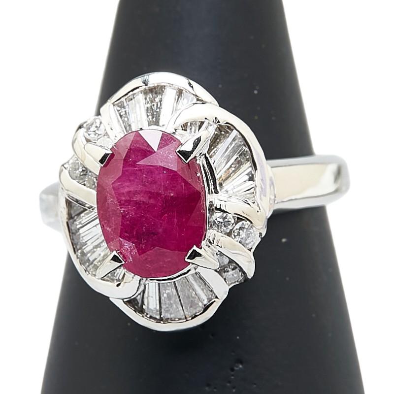 Pt900 プラチナ ルビー2.84ct ダイヤ0.659ct リング 指輪 レディース