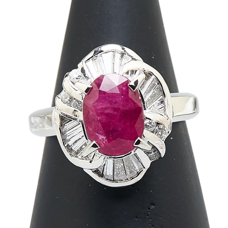Pt900 プラチナ ルビー2.84ct ダイヤ0.659ct リング 指輪 レディース
