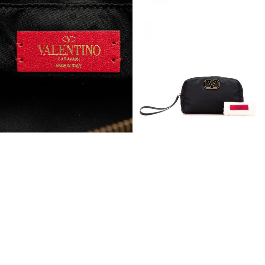 VALENTINO（ヴァレンティノ） Vロゴ ポーチ ブラック ナイロン レザー 